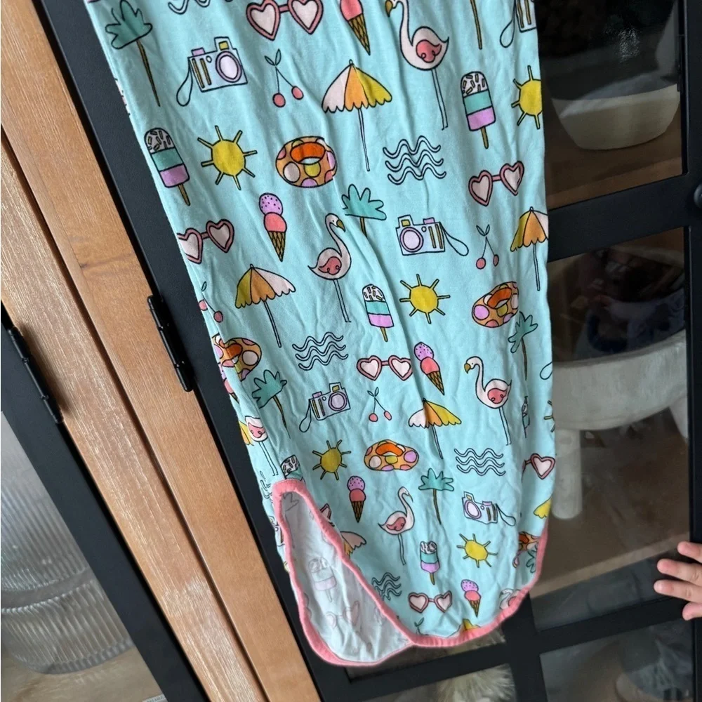 Little Sleepies newborn Bamboo knotted gown pool party print mittens baby girl